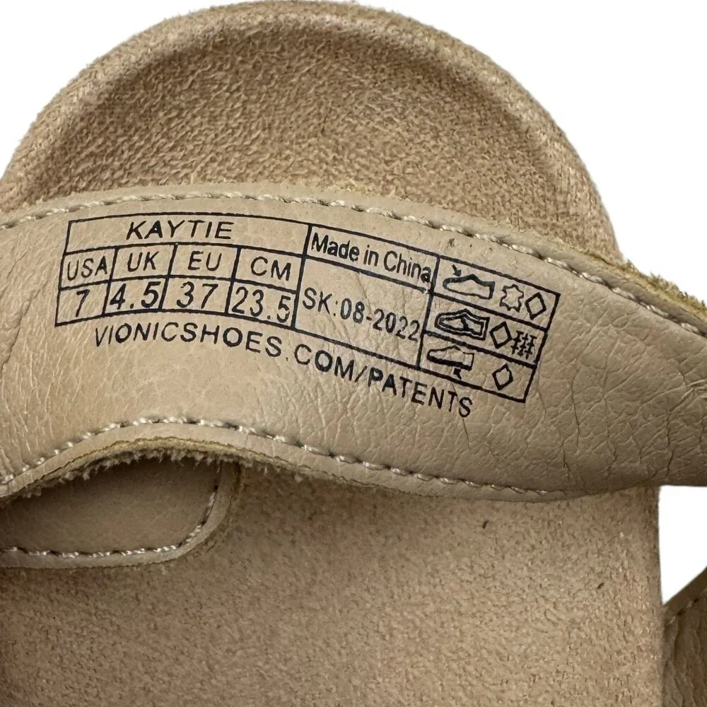 Vionic Kaytie Natural Raffia/Woven Cork Wedge Comfort Sandals Women's Size 7
